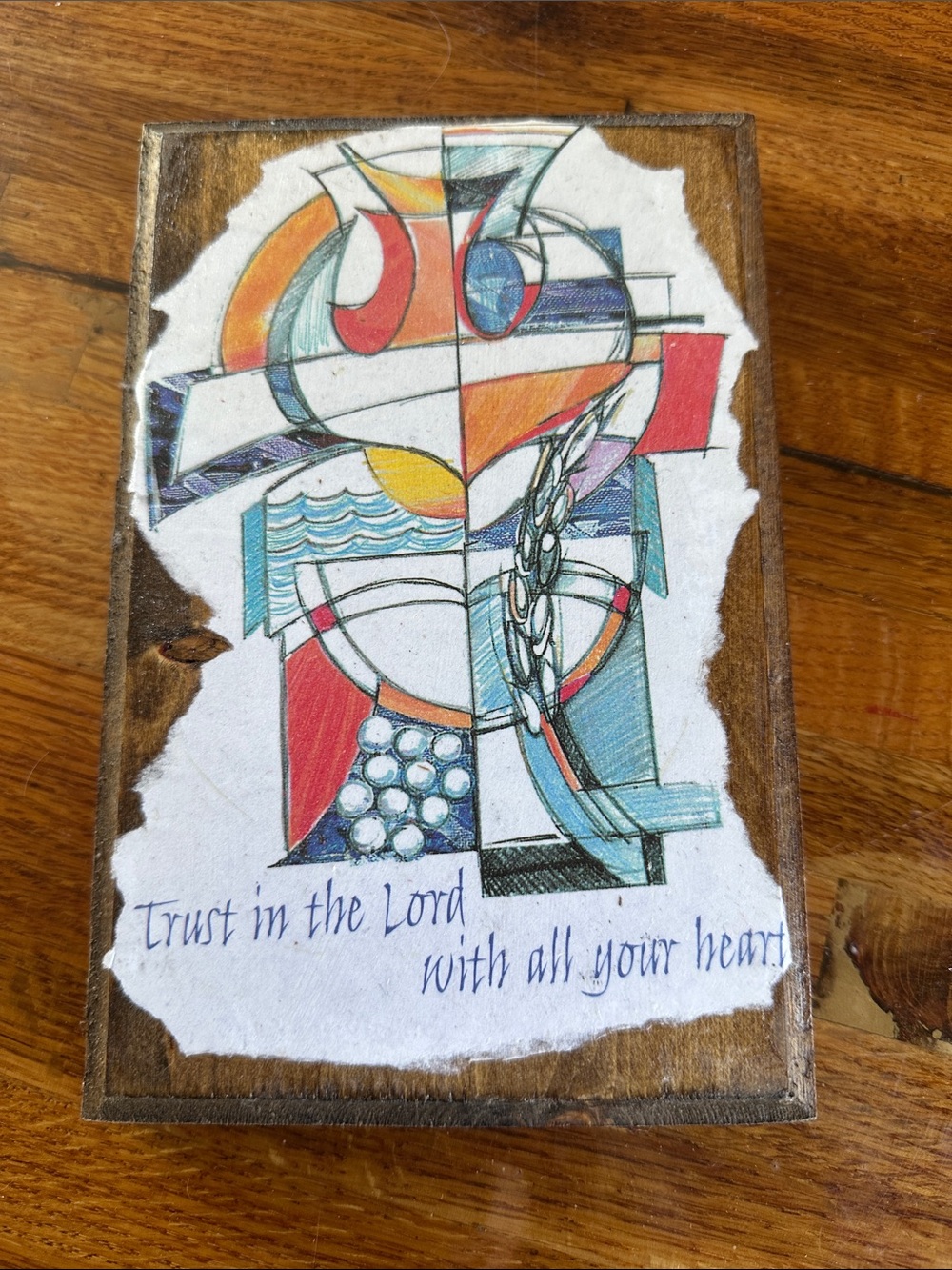 Faith Wall Plaque with Colorful Abstract Cross Design